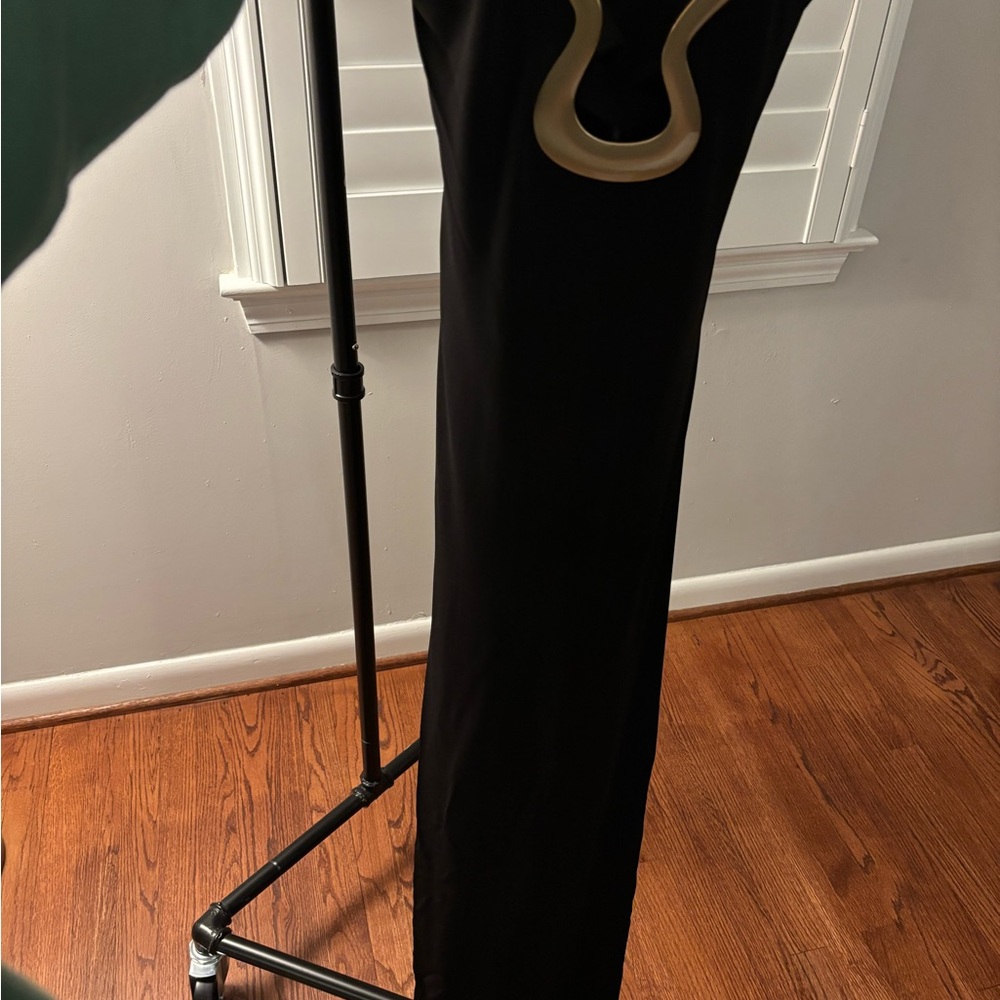 Strapless Black Evening Dress with Sculpted Gold Accent Cult Gaia Abril Gown - Picture 2 of 5